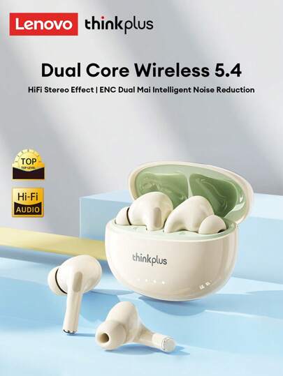  Lenovo LP5PRO Bluetooth Earphones, Half In-Ear HIFI Stereo Sound Quality, HD Voice Call With Microphone, Music & Gaming, Low Latency, Long Battery Life, Silicone Eartips, Comfortable Fit, ENC Noise Cancellation, Compatible With Smartphones & Computers