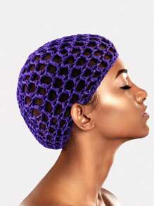 1pc Women Handmade Crochet Sleeping Cap, Snood, Hair Net, Hair Accessory - Suitable For Daily Use - Multicolor - View 5