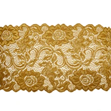 5 Meters Of Two-Tone Lace, 18 Cm Wide, Elastic. - Mustard - View 2