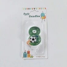 1pc Happy Birthday Football Number 0-9 Cute Green Cake Decor Digit Candle, Party, Anniversary, Celebration Candle - Football Candles - View 13
