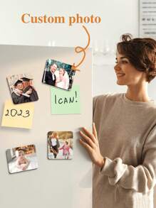 1 pieza Pegatinas personalizadas para refrigerador que admiten fotos personalizadas, impresas y decoradas claramente. Recuerdos para registrar momentos hermosos entre familiares, amigos y parejas. Se pueden adherir a refrigeradores, puertas de metal, gabinetes de computadoras y otros artículos de metal. Adhesivos elegantes, adorables, coloridos, personalizados, únicos, regalos ideales para ella, amigos, hijo, hija, estudiantes escolares, trabajadores, escuela, hogar, oficina
