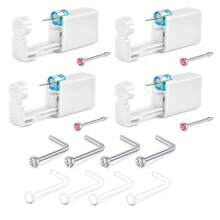 AVYRING 12Pcs Nose Piercing Kit Piercing Gun Built-In Nose Studs Clear Nose Stud Painless Self Piercing Kit With 20G Nose Rings Stud Disposable Piercing Gun For At Home Nose Piercing