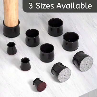 8 szt./32 szt. Okrągłe silikonowe ochraniacze na nogi krzeseł z filcowymi podkładkami do podłóg z twardego drewna, zaślepki na podłogi drewniane redukują hałas, chronią podłogę (czarne)