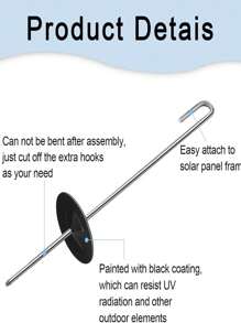 COSNAYS 50 Pcs Solar Panel Guard Clips, Stainless Steel Wire Fence Fasteners Animal Guard Roll Kit For Solar Panel Bird Wire Pigeon Fence Solar Panel Bird Guard Fastener Clips For Squirrel Proof Bird Pigeon Fence - Black - View 2