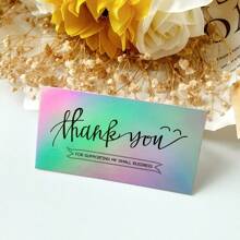 50pcs Laser Reflective Thank You Card, Thank You For Supporting My Small Business Cards For Small Business Owners Retail Store, Customer Package Inserts, Appreciation Note Cards - Multicolor - View 4