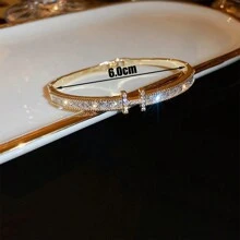 1 件锆石字母设计手链，简约奢华风格女士手链，适合婚礼和派对 - 手鐲 - 查看 2