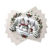 Personalised Christmas Printed Linen Placemats (Set Of 4 / Set Of 6) - Cute Snowman Printed 30*45CM/12X18IN Placemats, Tablecloths - Customised Text Design, Perfect For Christmas, New Year, Family Gatherings