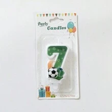1pc Happy Birthday Football Number 0-9 Cute Green Cake Decor Digit Candle, Party, Anniversary, Celebration Candle - Football Candles - View 12