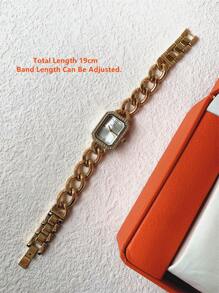 Pablo Raez 1pc Elegant Ladies Watch 18K Gold Watch Vintage Diamond Wristwatch For Women IPG Plated Rectangle Luxury Golden Glamorous Bracelet Clock SUS304 Stainless Steel Lady Fashion Waterproof Dress Watch Casual Clock Nice Gifts For Friend Or Family Fit For Daily Life/Work/Party Decorations