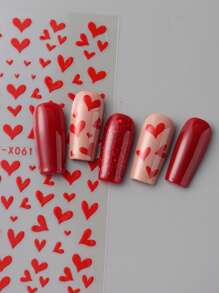 Valentijnsdag Nagels 2PCS Hart Nail Art Stickers, Valentijnsdag Nagel Decals 3D Zelfklevende Nail Art Benodigdheden Rood Hart Konijn Nagelontwerpen Sticker Voor Vrouwen Meisjes DIY Valentijns Manicure Decoraties