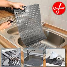 4 Pack Kitchen Sink Mat For Stainless Steel/Ceramic Sinks, PVC Protectors For Bottom Of Kitchen Sink, Adjustable, Fast Draining, Dots Design Mats, 40x30 Cm (Black Translucent) - Black - View 5