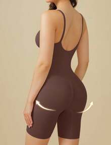 Nebility Waist Trainer Bodysuit For Women Tummy Control Shapewear Round Neck Seamless Butt Lifter Full Body Shaper - 巧克力棕 - 查看 3