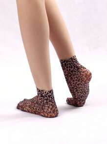 2 pares de calcetines finos con estampado de leopardo, ligeros y suaves, calcetines cortos, medias y calcetines de mujer, moda de lujo, apropiados para viajes, fiestas, vacaciones, Navidad, regalos para amantes, madre, esposa, aniversario, hija, uso diario, cómodos