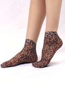 2 pares de calcetines finos con estampado de leopardo, ligeros y suaves, calcetines cortos, medias y calcetines de mujer, moda de lujo, apropiados para viajes, fiestas, vacaciones, Navidad, regalos para amantes, madre, esposa, aniversario, hija, uso diario, cómodos