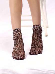 2 pares de calcetines finos con estampado de leopardo, ligeros y suaves, calcetines cortos, medias y calcetines de mujer, moda de lujo, apropiados para viajes, fiestas, vacaciones, Navidad, regalos para amantes, madre, esposa, aniversario, hija, uso diario, cómodos