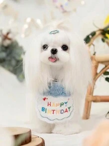 Babadores de aniversário para cães e gatos, decorações para cachecóis de pescoço para animais de estimação, conjunto de acessórios para coleiras de cães pequenos, chapéu de aniversário, fecho aleatório