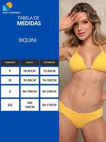 2-Piece Bikini Set With Double String Ruched Triangle Cup Summer Beach Fashion Bronze Shaper Panties UV50 - 薄荷綠 - 查看 3