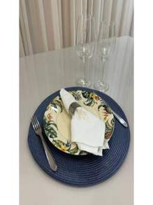 2/4/6 Pieces Round Placemat Set Sousplat Kitchen Dining - Neblina azul - Ver 1
