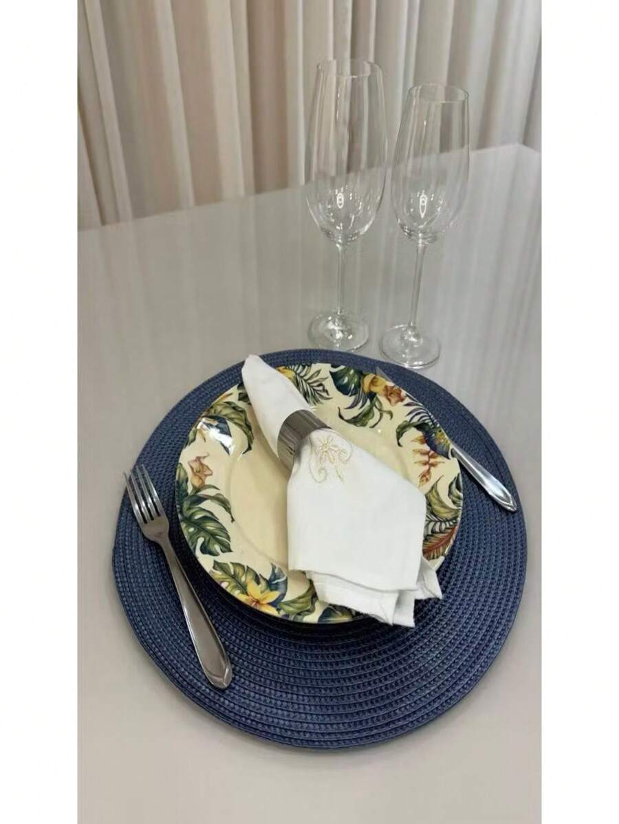 2/4/6 Pieces Round Placemat Set Sousplat Kitchen Dining - Neblina azul - Ver 1