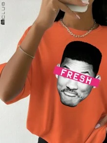 Women's T-Shirt Fresh Will Streetwear Printed Cotton Tshirt Fashion Blogger Shirt - 橘色 - 查看 2