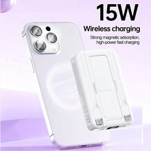 WINSWAY WANSWAY Bracket Convenient Magnetic Power Bank 10000mAh, 22.5W Super Fast Charging, Screen Digital Display, Built-In Dual Wire Type C And USB Interface Wired And Wireless Two In One, Can Charge 5 Devices At The Same Time, Suitable For Digital Electronic Devices Such Android Phones. - White - View 4