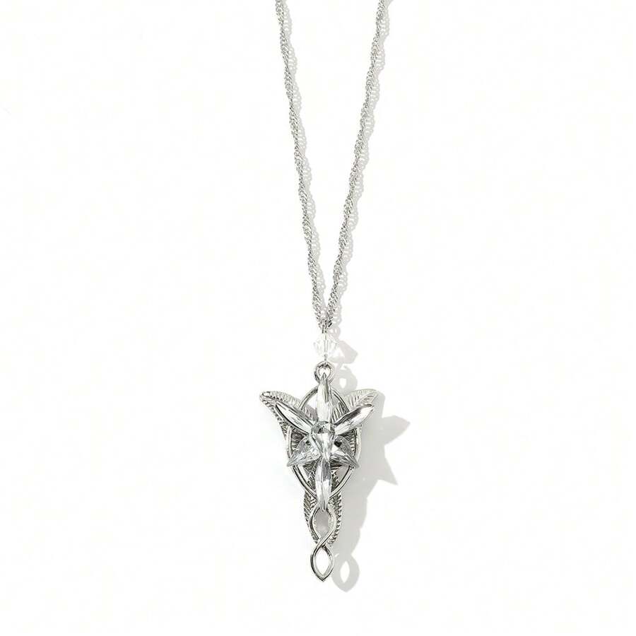 1pc Fashion Keychain Necklace Of Arwen Evenstar Pendent Movie Jewelry Crystal Twilight Star Pendent Torque Gift For Women