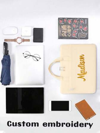 1 st. anpassat broderat laptopfodral, lätt och snyggt datorfodral, lämplig för laptopinnerväska, skyddande laptopfodral, elegant design, slitstarkt tyg och vattenavvisande material, lämplig för affärs- eller fritidsbruk, utmärkt present till familj och vänner