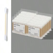 100-500 支双头清洁棉签，强力竹棉签，柔软便携式美容工具设备，一次性双面木棉签清洁棉签化妆清洁涂抹器 - 彩色 - 查看 13