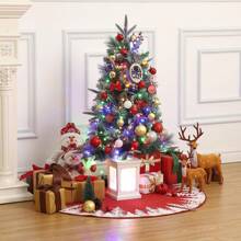 HomelyHues 3 Ft Small Christmas Tree, Prelit Snow Flocked Christmas Tree With Lighting Potted Base, Mini Artificial Xmas Tree For Home Decoration - Green - View 5