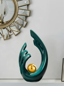 Elementos de decoración del hogar blancos con plata, decoración moderna de mediados de siglo para mesas, estatuas y esculturas de formas cerámicas de arte abstracto como centros de mesa decorativos, decoración de repisas con resina, perfectos para regalos del Día de la Madre y decoración de bodas (plata)