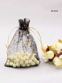 12 szt./48 szt. Woreczki z organzy ze ściągaczem z nadrukiem księżyca i gwiazd, Złote przezroczyste woreczki z organzy, Siatkowe torby na prezenty, Woreczki z nadrukiem kwiatowym ze ściągaczem, Na upominek na przyjęcie weselne, Prezent na słodycze na Boże Narodzenie, Nadaje się na kosmetyki, przyjęcie, biżuterię i święta, 3,5 x 4,7 cala (9 x 12 cm), Ramadan, Dekoracje na Ramadan, Eid Mubarak