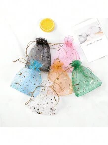 12 szt./48 szt. Woreczki z organzy ze ściągaczem z nadrukiem księżyca i gwiazd, Złote przezroczyste woreczki z organzy, Siatkowe torby na prezenty, Woreczki z nadrukiem kwiatowym ze ściągaczem, Na upominek na przyjęcie weselne, Prezent na słodycze na Boże Narodzenie, Nadaje się na kosmetyki, przyjęcie, biżuterię i święta, 3,5 x 4,7 cala (9 x 12 cm), Ramadan, Dekoracje na Ramadan, Eid Mubarak