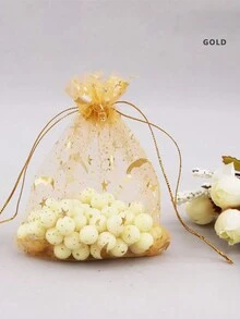 12 szt./48 szt. Woreczki z organzy ze ściągaczem z nadrukiem księżyca i gwiazd, Złote przezroczyste woreczki z organzy, Siatkowe torby na prezenty, Woreczki z nadrukiem kwiatowym ze ściągaczem, Na upominek na przyjęcie weselne, Prezent na słodycze na Boże Narodzenie, Nadaje się na kosmetyki, przyjęcie, biżuterię i święta, 3,5 x 4,7 cala (9 x 12 cm), Ramadan, Dekoracje na Ramadan, Eid Mubarak