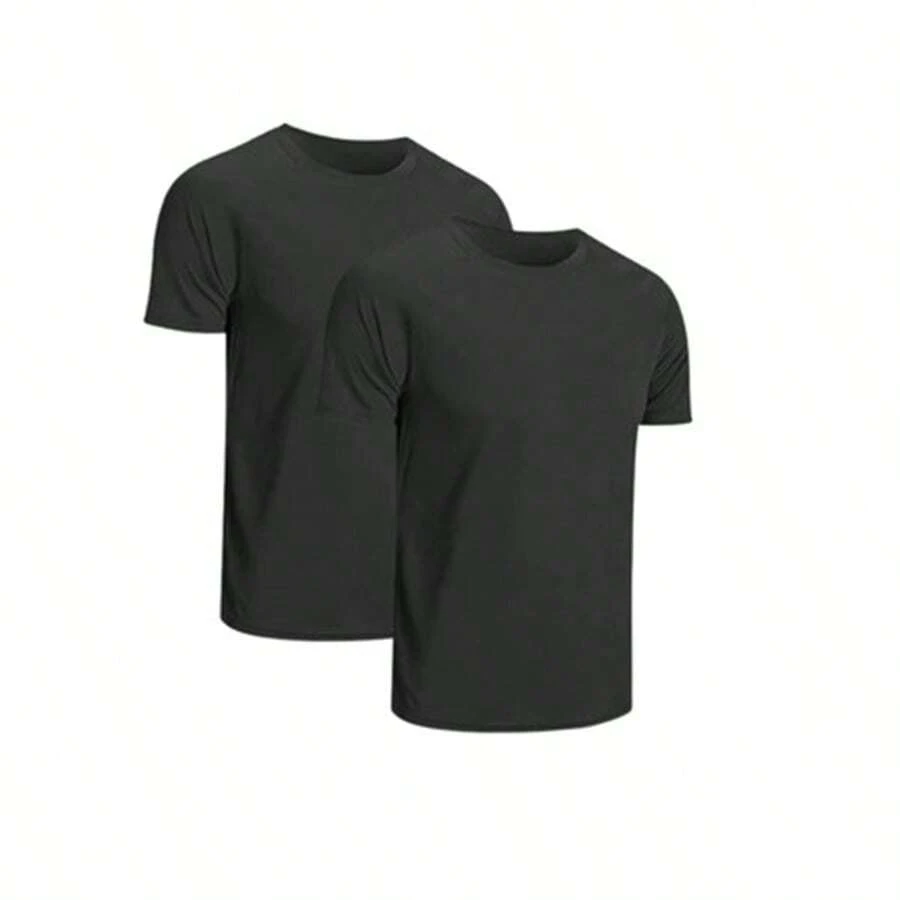 TH6 Kit 2 Men's Dry Fit Premium T-Shirts Running Walking Training Gym UV Protection 50+ - 黑色 - 查看 1