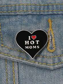 1pc I Love Hot Moms Men Pins Punk Black Heart Trâm Cài Áo Ba Lô Ve Áo Huy Hiệu Hoạt Hình Phụ Kiện Sáng Tạo Quà Tặng Cho Bạn Bè - màu đen - Xem 2