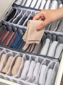 3件套尼龙内衣隔层整理器，袜子，内衣和婴儿服装多隔层抽屉整理器（灰色）