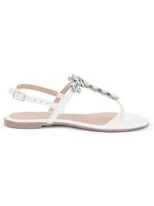 Women's Flat Sandal With Shiny Stones, Elegant, Minimalist Style, Macerata - trắng - Xem 2