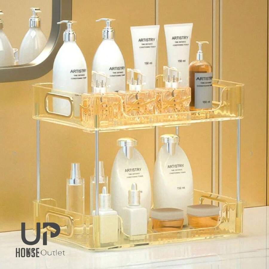 Acrylic Decorative Shelf Organizer Makeup Holder Double Multipurpose - Naranja - Ver 1