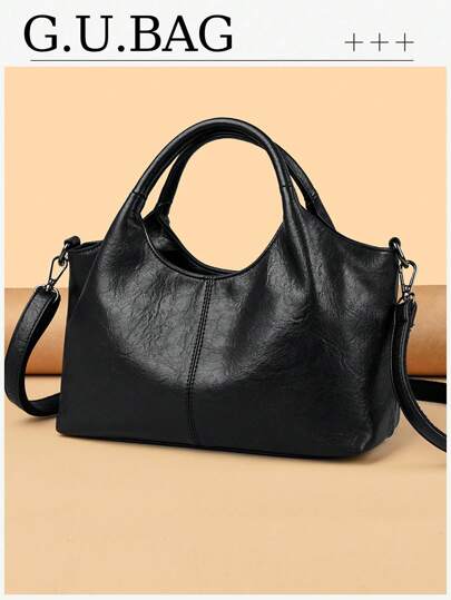 1 Peça de Bolsa Feminina Retrô Elegante e da Moda, de Couro Liso, Bolsa de Ombro, Bolsa de Ombro Feminina de Grande Capacidade e Simples, Bolsa de Ombro de Cor Sólida, Vermelho Bordô, Vermelho, Vinho Tinto, Preto, Cor de Café, Cor de Damasco, Bolsa de Ombro Elegante, Adequada para Viagem, Compras, Turismo, Comparecimento a Festas, etc., Presentes para Namoradas, Mães e Idosos, Estilo Retrô Feminino