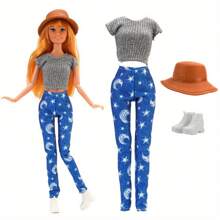 27 件随机娃娃衣服和配饰套装，适合 11 英寸娃娃，包括 5 件上衣、5 条裤子、4 双鞋子、1 顶帽子、2 个耳环、4 个衣架、3 条项链、2 个包、1 个旅行包（款式和颜色随机），不包括娃娃，适合年轻人的绝佳礼物，派对礼品套装 - 11.5吋娃娃配件 - 查看 8