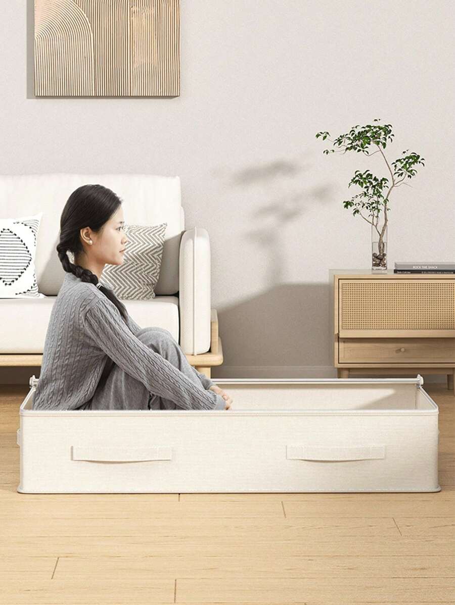 1 件带透明窗口的床下收纳袋，大容量可折叠收纳袋，适用于被子、衣服等物品的收纳 - 薑色 - 查看 1