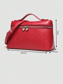 1 peça Bolsa de ombro quadrada de PU com grãos de avestruz de cor sólida, bolsa pequena para mulheres, adequada para combinação elegante diária e viagens