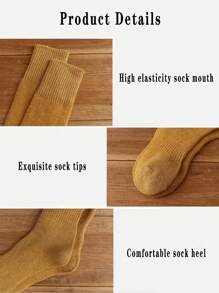 1 双女士加厚羊毛过膝袜，秋冬保暖长筒袜，JK 款户外购物袜，及大腿，压缩腿套 - 彩色 - 查看 4