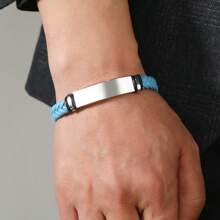 2 piezas Pulseras trenzadas personalizadas con nombres de pareja para hombres y mujeres, set de pulseras personalizadas grabadas para parejas, regalos de joyería para aniversarios, San Valentín, mejores amigos, fechas, números, iniciales, coordenadas, símbolos, hebreo