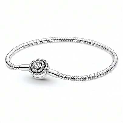 Elegante cadena de plata esterlina con estrella de circonia y forma de hueso de serpiente, adecuada para hacer pulseras DIY, joya de moda como regalo para mujeres - Cadena básica