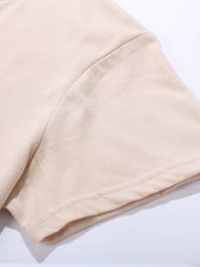 Basic T-Shirt Dora Marombeira Gym Workout 100% Cotton - Màu be - Xem 4