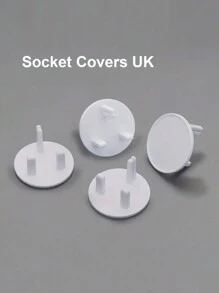 5/10 件英国标准婴儿电源插座盖，儿童安全防电击插头 - 白色 - 查看 1