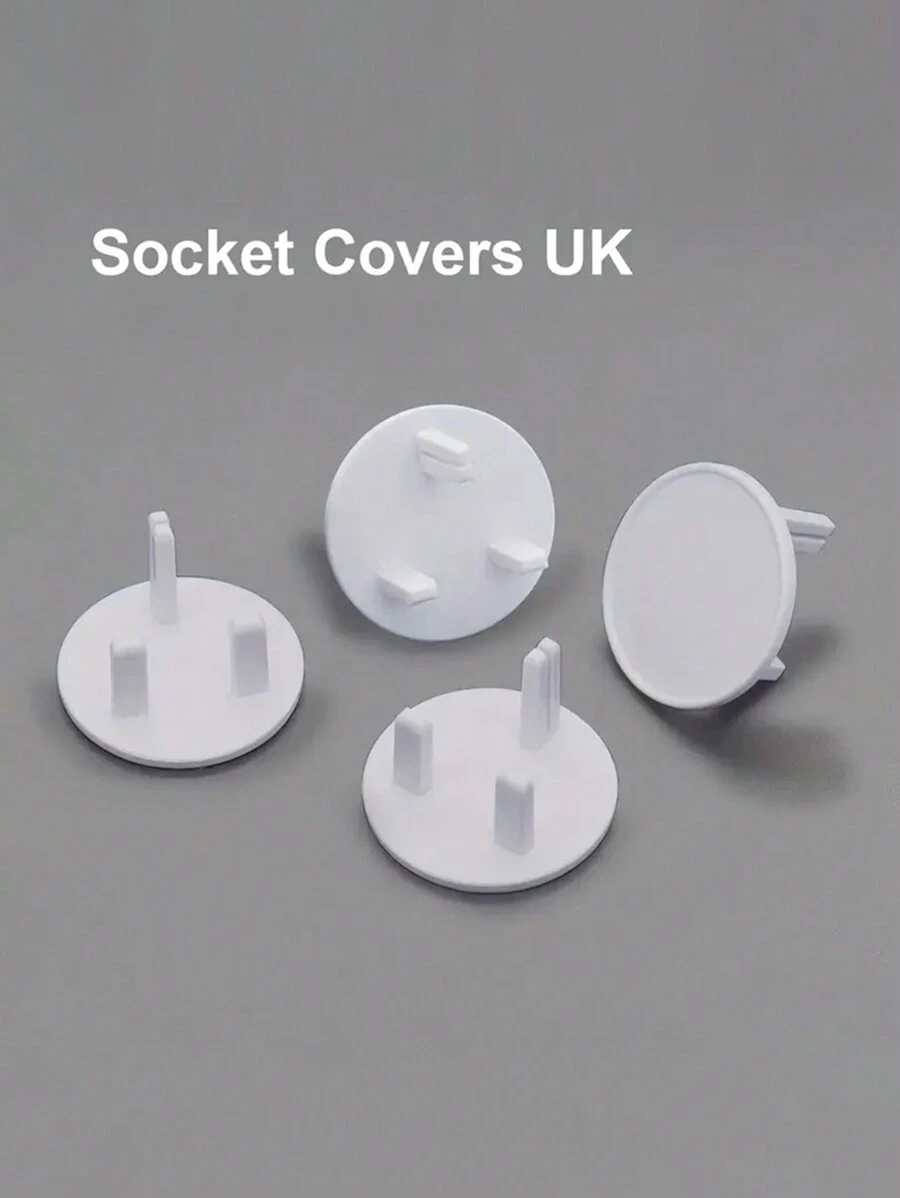 5/10 件英国标准婴儿电源插座盖，儿童安全防电击插头 - 白色 - 查看 1