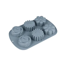 [1 Pacote] Forma de Bolo Tipo Flor 6 Formas Consecutivas Bolo de Arroz a Vapor Forma Fácil de Remover Ferramenta de Cozimento