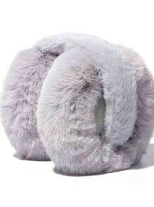 1 件可折叠冬季保暖耳罩，纯色毛绒耳套，骑行、学生防寒，可作为男女礼物